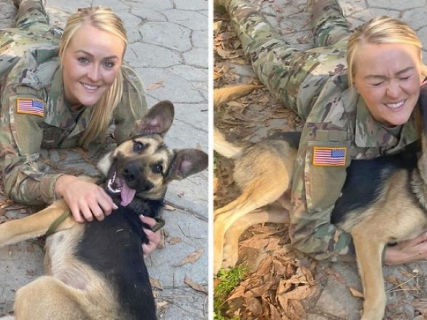 Ushtarja amerikane ribashkohet me qenin që e kishte ‘njoftuar’ në Kosovë: Moment magjik