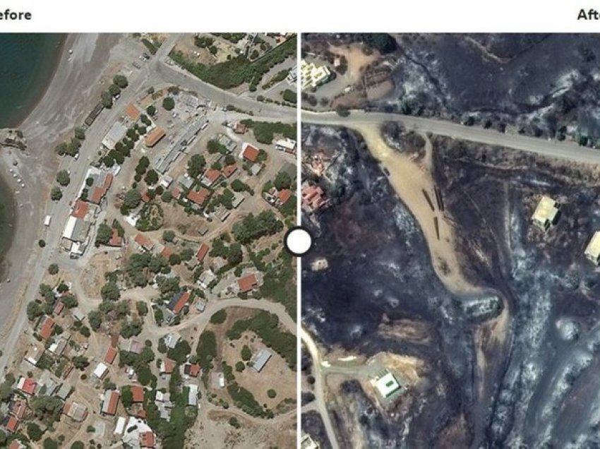 Zjarret në Greqi, imazhet satelitore tregojnë dëmet e shkaktuara