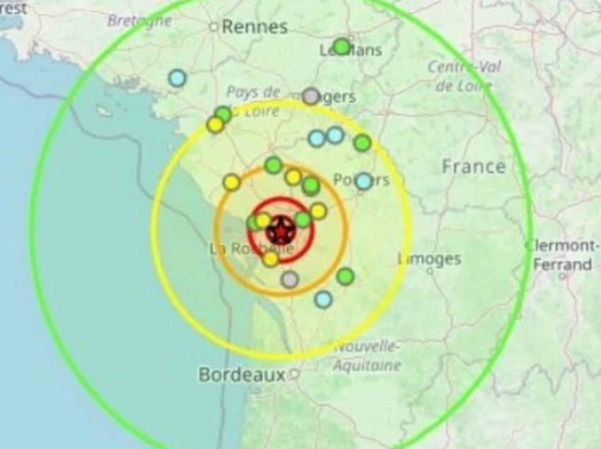 Një tërmet me magnitudë 5.8 ballësh goditi perëndimin e Francës
