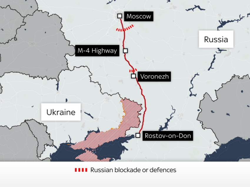 Kufizimet e trafikut vazhdojnë në autostradën M4 të Rusisë pranë Moskës pas revoltës