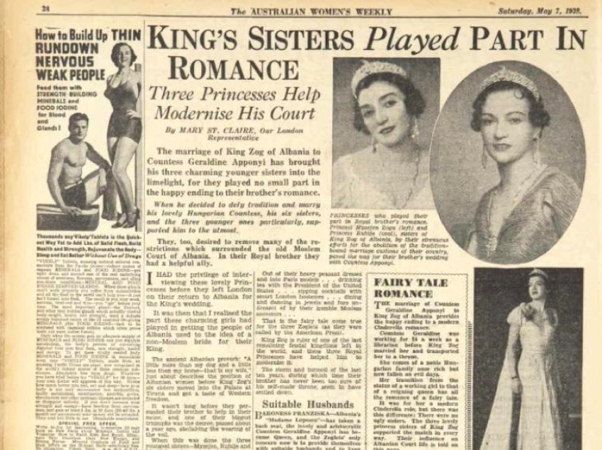 The Australian Women’s Weekly (1938)/ Intervista ekskluzive me tri motrat e mbretit Zog në Hotel Ritz në Londër