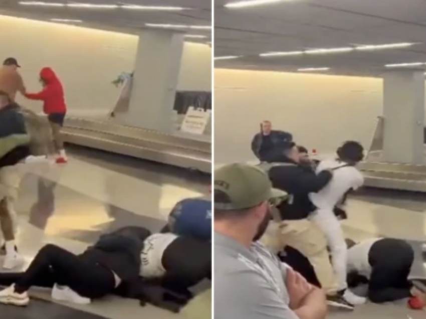 Përleshje masive në aeroportin e Chicagos