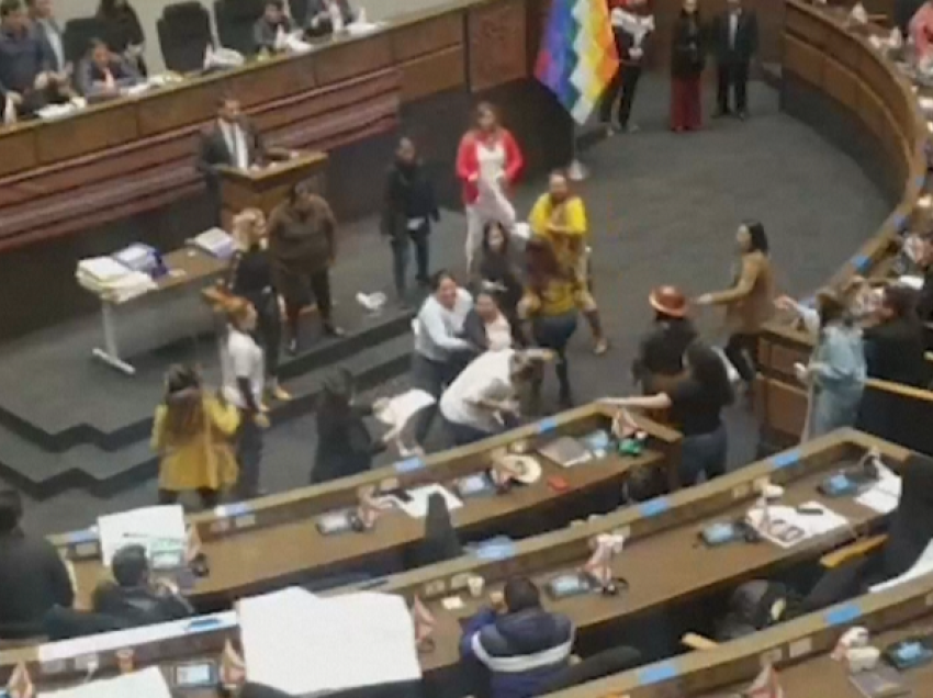 Shqelma e grushte në parlament, ligjvënësit bolivianë rrihen burra e gra për një pankartë!