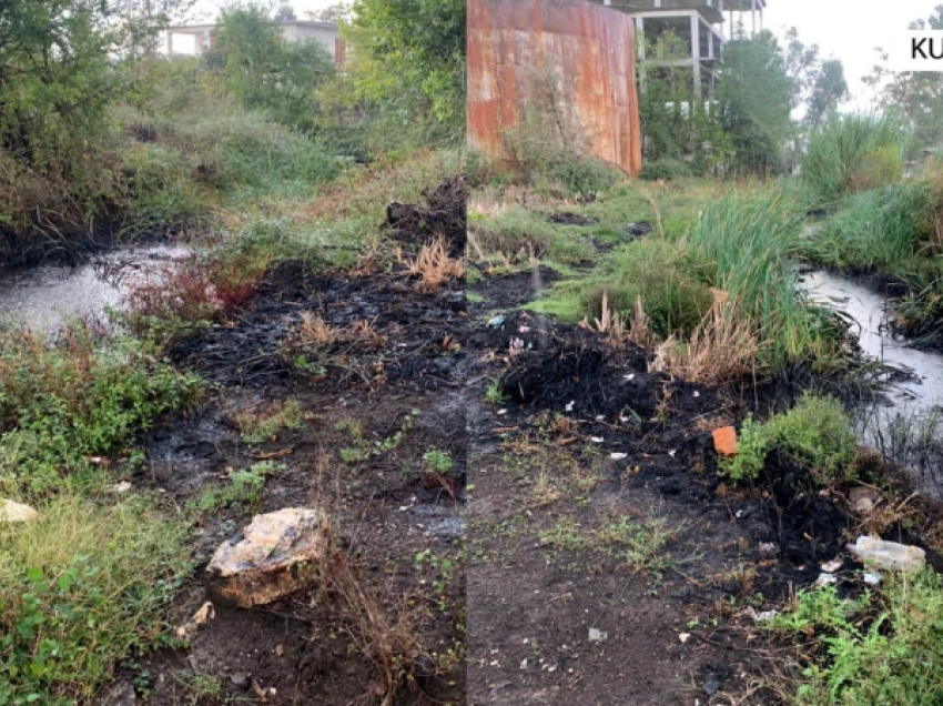 Ndotën përroin në Kuçovë me mbetje hidrokarbure, nën hetim dy punonjës të një ndërmarrje për prodhim nafte