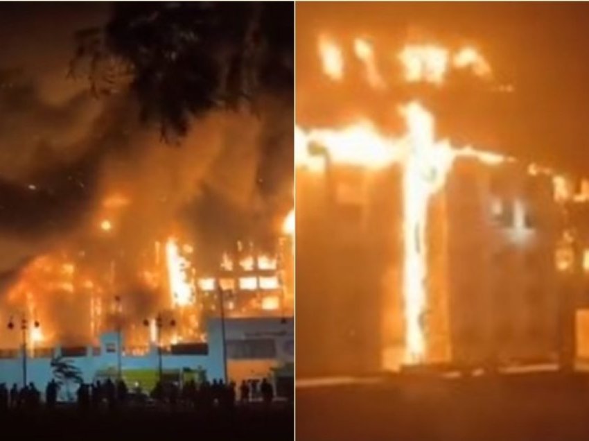 Një zjarr masiv përfshin kompleksin e policisë në Ismailia të Egjiptit – pamje që tregojnë ndërtesën duke u djegur me disa pjesë që duket se janë shembur