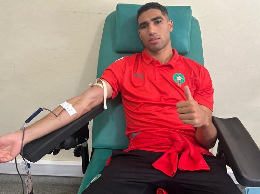 Tërmeti në Marok, Hakimi me shokë dhurojnë gjak