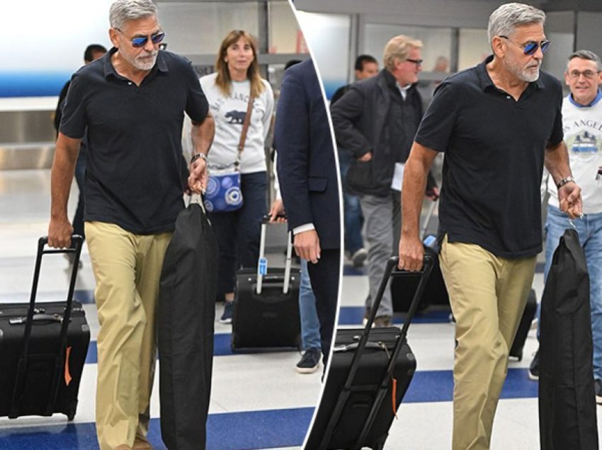 George Clooney e dëshmon se është një zotëri i vërtetë, në moshën 62 vjeçare i veshur plot stil mban vet valixhet në aeroport