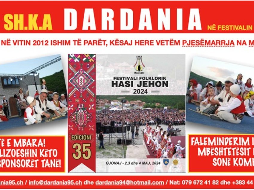 SH.K.A “Dardania” nga Winterthuri i Zvicrës, merr pjesë në festivalin folklorik “Hasi jehon” 2024 në Gjonaj të Prizrenit!