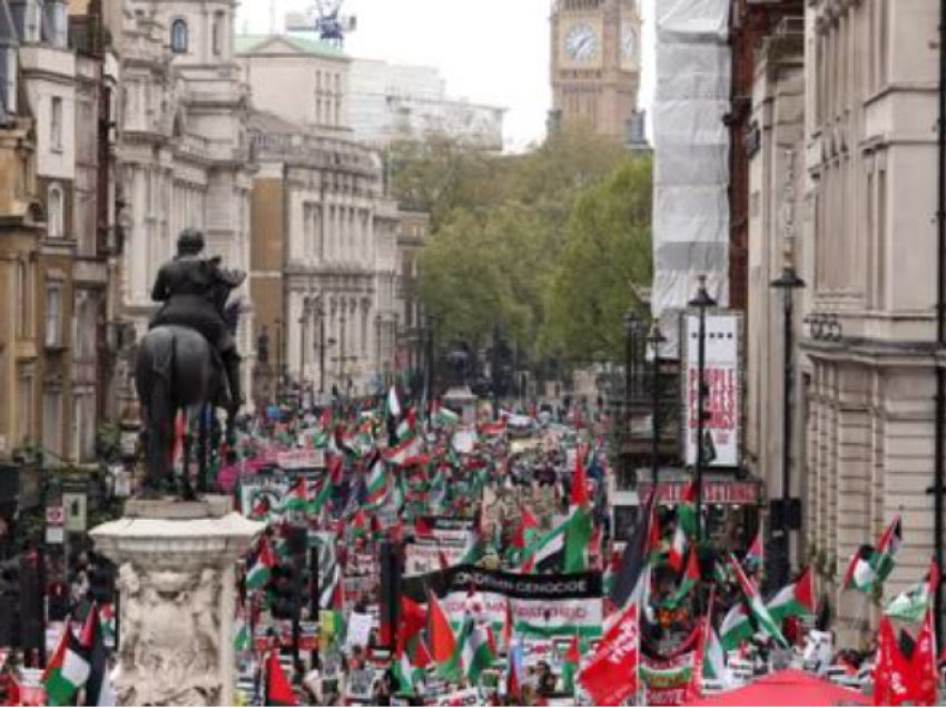 Mijëra protestues pro Palestinës mbushin rrugët e Londrës, bëjnë thirrje për armëpushim në Gaza