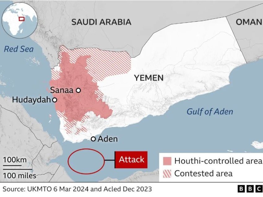 Një anije mallrash është dëmtuar nga një sulm i ri në Jemen